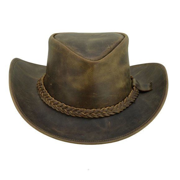 Real Leather Hats Western Style for Men and Women shapeable Brim vintage look. - Picture 4 of 15